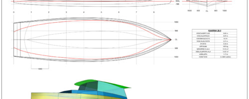 3D modelling and stability calculations for 28ft new build electric motor boat for KAARNA BOATS