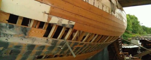 Planking & frame repairs on 30ft classic cutter for BEN HARRIS & CO