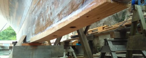 Planking & frame repairs on 30ft classic cutter for BEN HARRIS & CO
