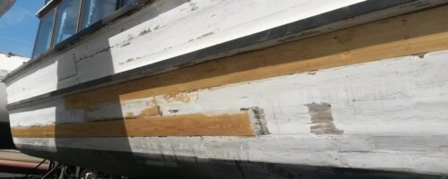 Planking repairs on 15m water taxi boat