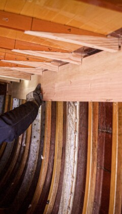 Repairs on classic 8mR yacht for RUISSALON TELAKKA - ÅBO BÅTVARF