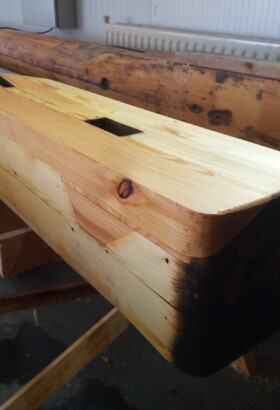 Shipwright work at the new built of a 40m sailing cargo ship for SAILCARGO INC